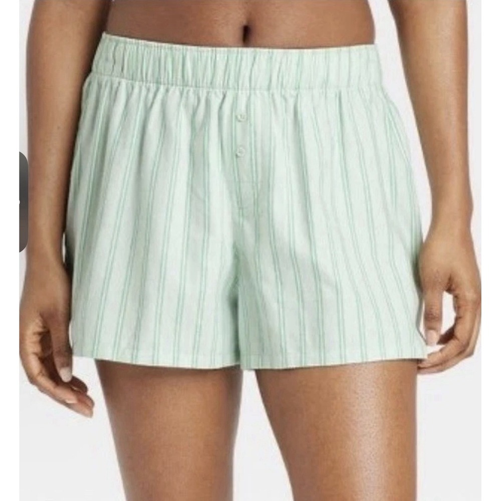 NWT Colsie Green Striped Cotton Boxer Pajama Shorts Size S Small